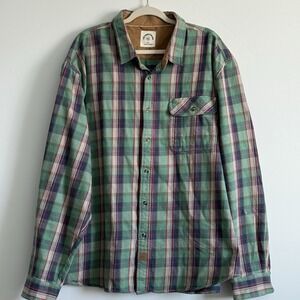 Dubinik Flannel Shirt Plaid Men 3XL Shacket Corduroy Trim Utility Work Wear‎